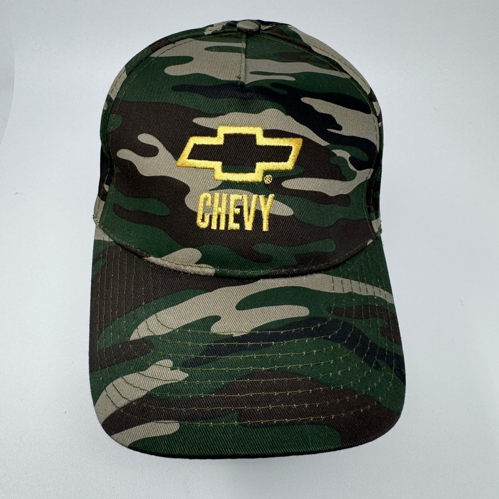 Nissin Chevy Chevrolet Camo Baseball Hat Mens Gold Embroidered Logo Hook Loop